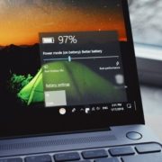 turn-on laptop displaying 97 percent battery